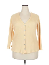 Moda International Women Yellow 3/4 Sleeve Blouse 2X Plus