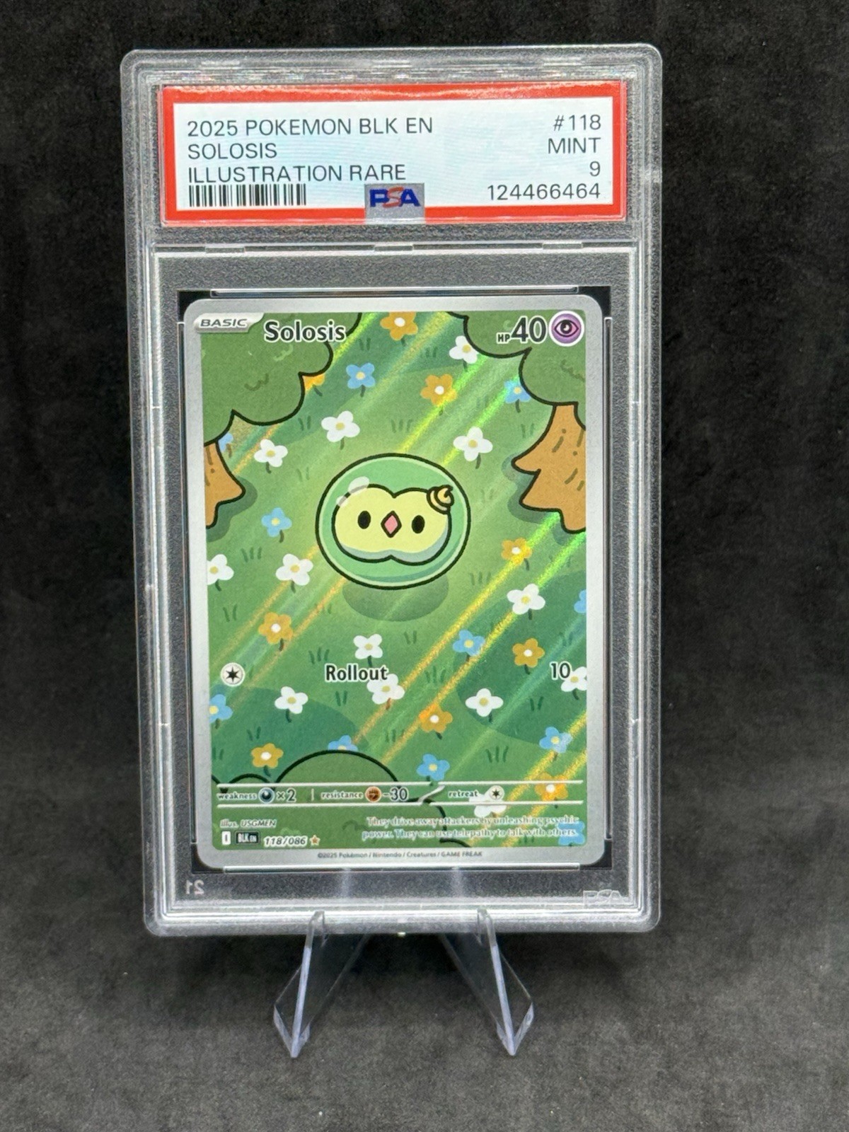 2025 POKEMON BLK EN-BLACK BOLT ILLUSTRATION RARE #118 SOLOSIS PSA 9