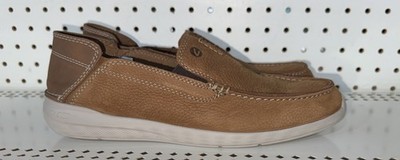 Clarks Gorwin Step Mens Nubuck Casual Slip On Loafers Shoes Size 8.5 WIDE Brown