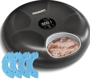 Sans fil Automatique Cat Feeder avec 4 Boîtes de glace 6-Compartment Plateau rechargeable