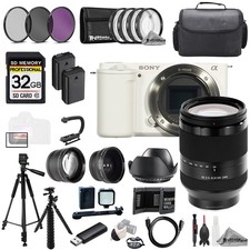 Sony ZV-E10 White Body FE 24-240mm f/3.5-6.3 OSS Lens 32GB 9PC Filtr-MEGA Kit