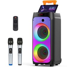 JYX Karaoke Machine with 2 Wireless Microphones for Adults, 8" Big Bluetoot SR 