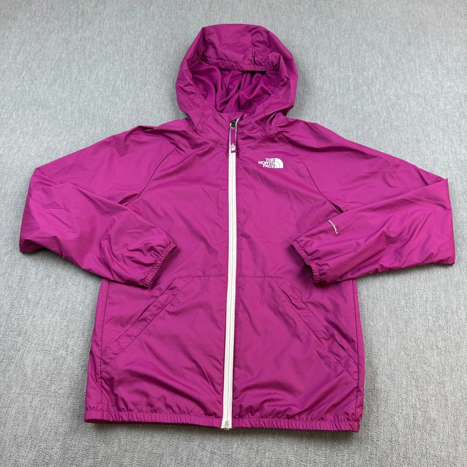 The North Face Jacket Girls Medium Pink Windwall Windbreaker Fleece Lined