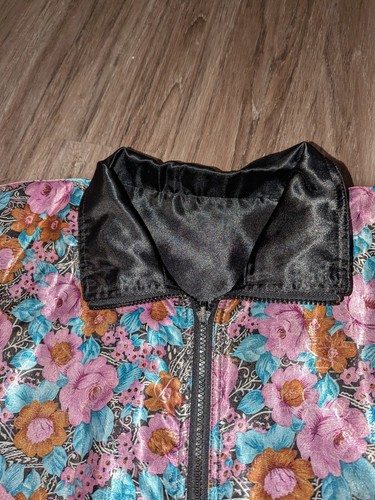 Vintage Rafael Satin Bomber Jacket Y2K Womens Size Small Reversible Floral Black - Picture 9 of 17