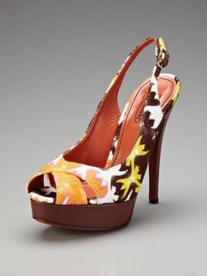Missoni Size 9 Criss Cross Platform Slingback High Heel Sandals Peep Toe Orange