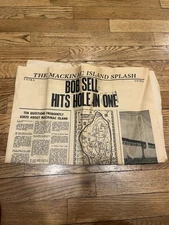 Mackinaw Island Splash Newspaper "Bob Sell Hole in One" VIntage Michigan