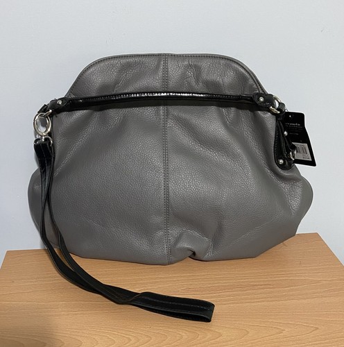 Daisy Fuentes große lässige Hobo-Handtasche für Damen - grau mit schwarzen Griffen neu mit Etikett - Bild 2 von 4