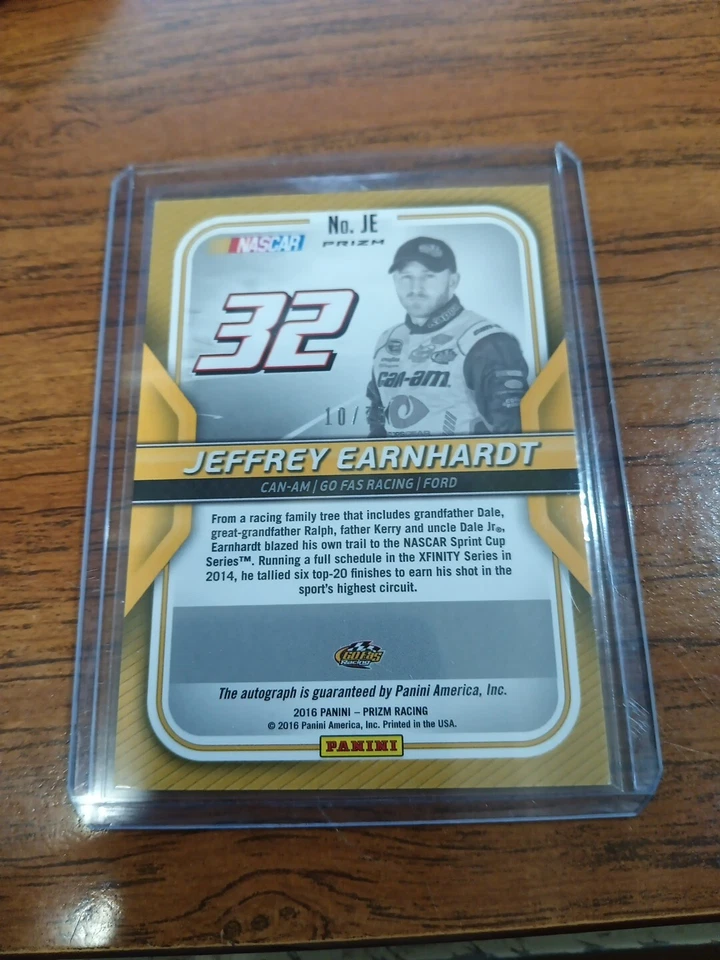 2016 Prizm Racing Jeffrey Earnhardt auto card No. JE 10/75 Sam Hunt Racing - Image 2 of 3