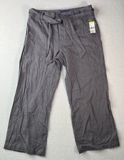 Simply Styled By Sears Womens Size 8 Pants Linen Blend Wide Leg Cropped Gray