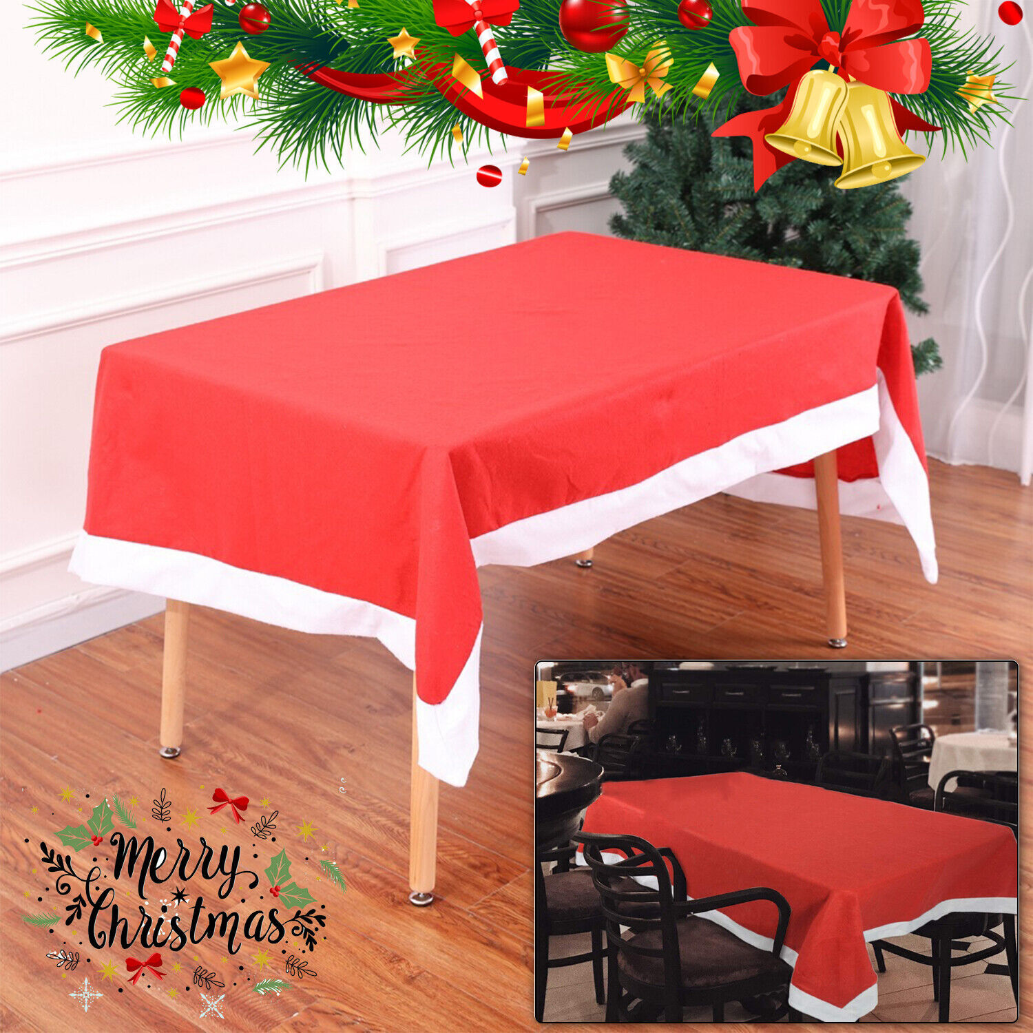 Large Rectangular Christmas Table Cover Cloths Xmas Party Home Decor