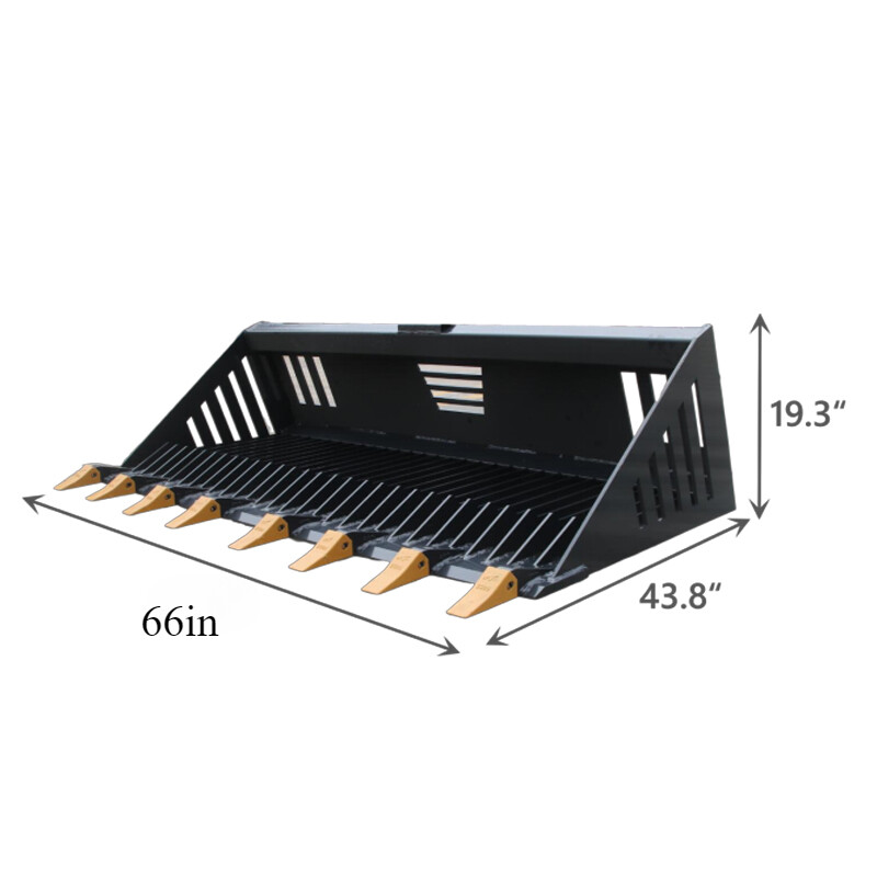 Landhonor 66/72/78in Rock Bucket Heavy Duty Skid Steer Bucket Quick Attach