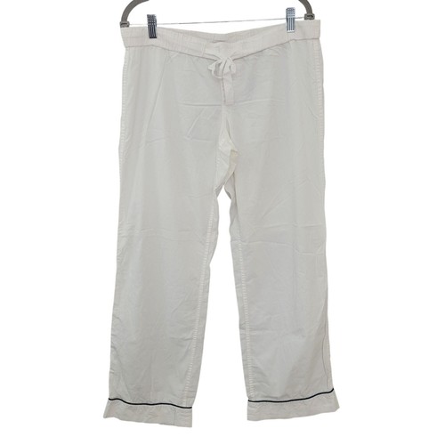 J. Crew White Cotton Drawstring Pajama Pants Womens Size M Relaxed Fit Comfy