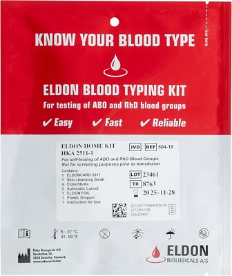 Eldoncard INC Blood Type Test (Complete KIT) - Find Out if You are A, B, O,... 