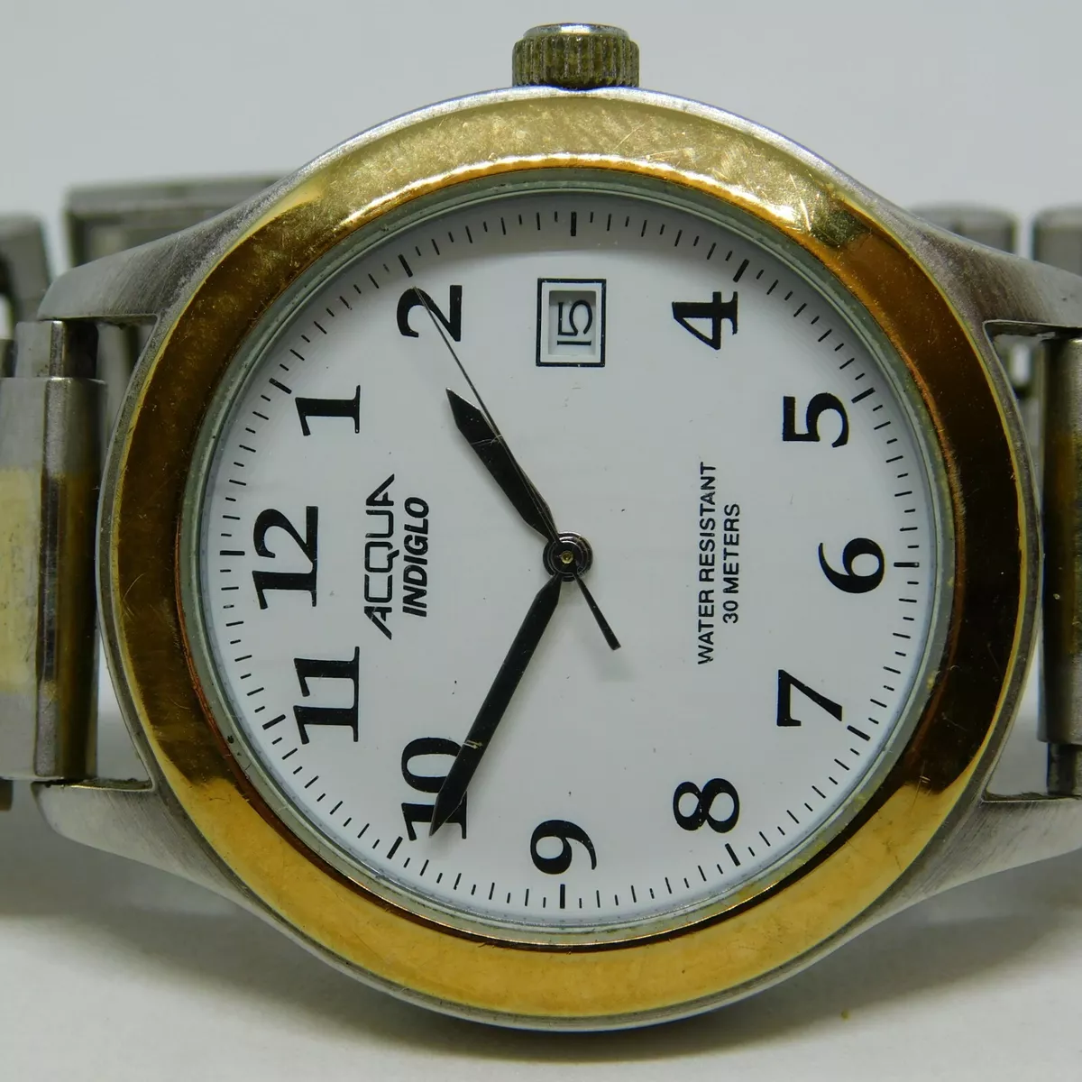 Acqua Indiglo Two Tone Quartz Analog Men s Watch Sz. 7 3 4
