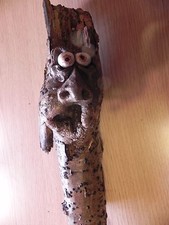 Gnomo elfo folletto corteccia legno fantasy wood  handmade