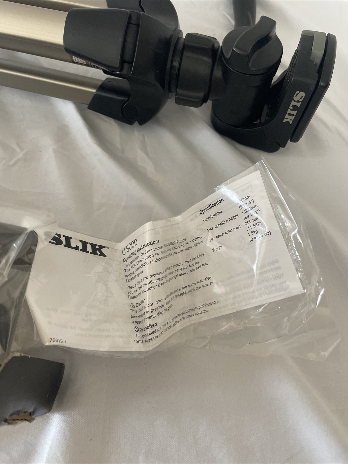 SLIK U8000 Professional Tripod Camera Video 3Way Pan Tilt Head 59" Max