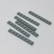 3460 LEGO Parts Plate 1x8 LIGHT BLUISH GRAY (6)