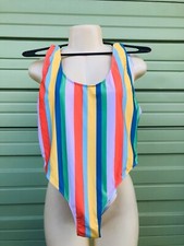 ZARA COSTUME DA BAGNO MULTICOLORE a righe senza maniche girocollo taglia s 866