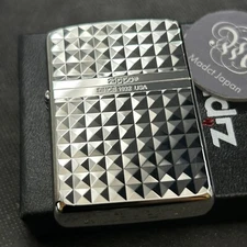 Zippo Armor Case Diamond Cut Mirror Silver Logo Oil Lighter Japan New