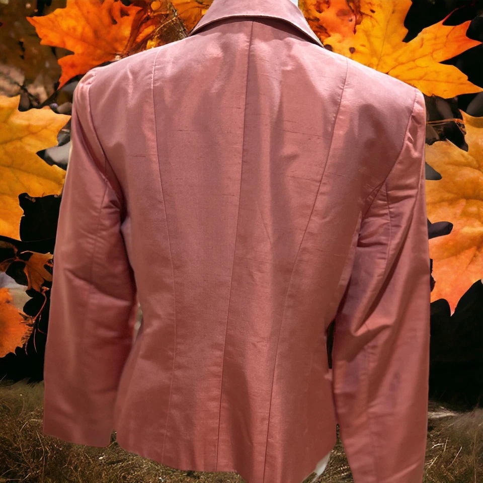 Blazer Talbots jaqueta de seda 8P coral escuro outono ação de graças Natal Páscoa - Imagem 2 de 4