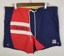 Vtg 90's Tommy Hilfiger Sailing Gear Swim Trunks Mens M Red Blue Colorblock 