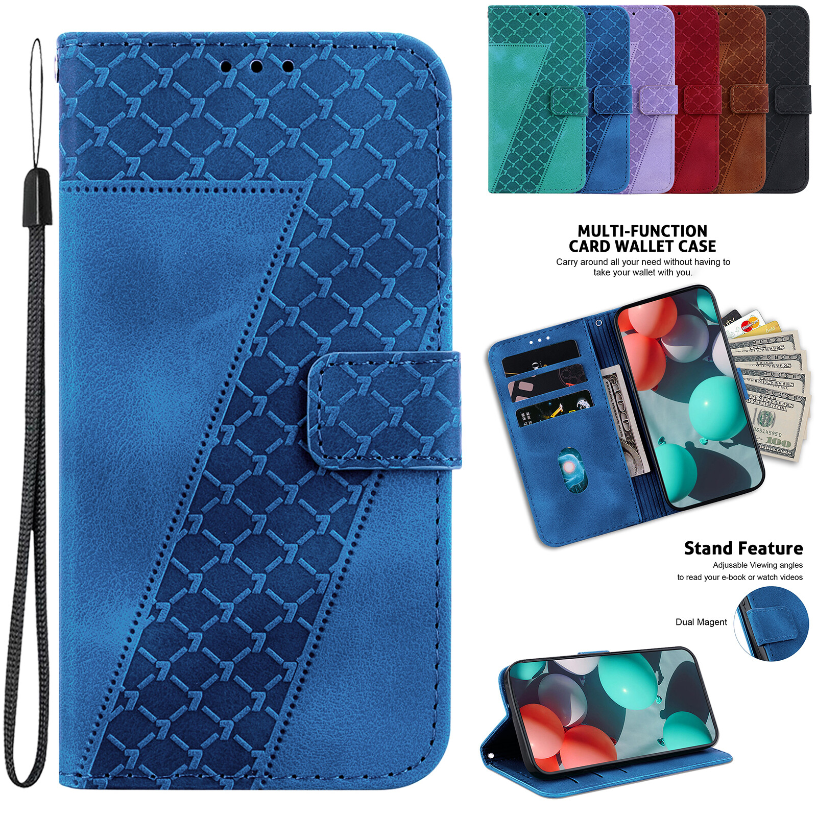 Slim Leather Wallet Flip Stand Case for iPhone 16 Pro Max 15 14 13 12 11-image