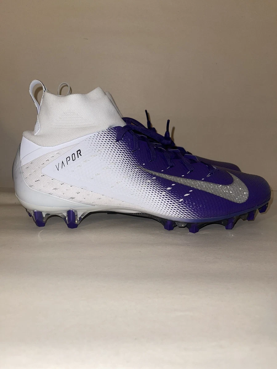 Nike Vapor Untouchable Pro 3 White Purple Men s Football Cleats 917165 104 Sz 13