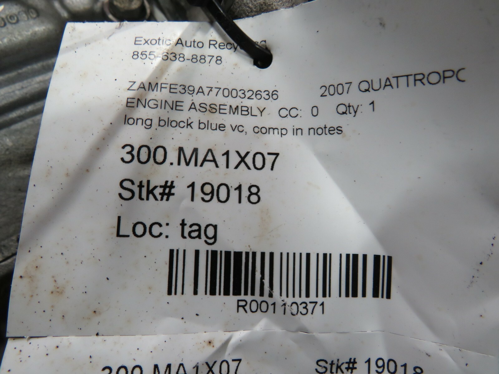 2007 Maserati M139, Engine Long Block, Used, With Warranty
