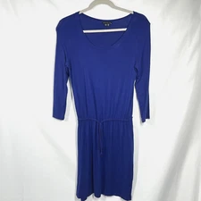Theory Payson Womens M Purple 3/4 Sleeve Elastic Tie Front Dress Minimalist