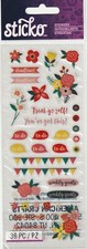 NEW Sticko FLORAL JOURNALING Theme Stickers 36 pieces 00078 Fast FREE Ship 