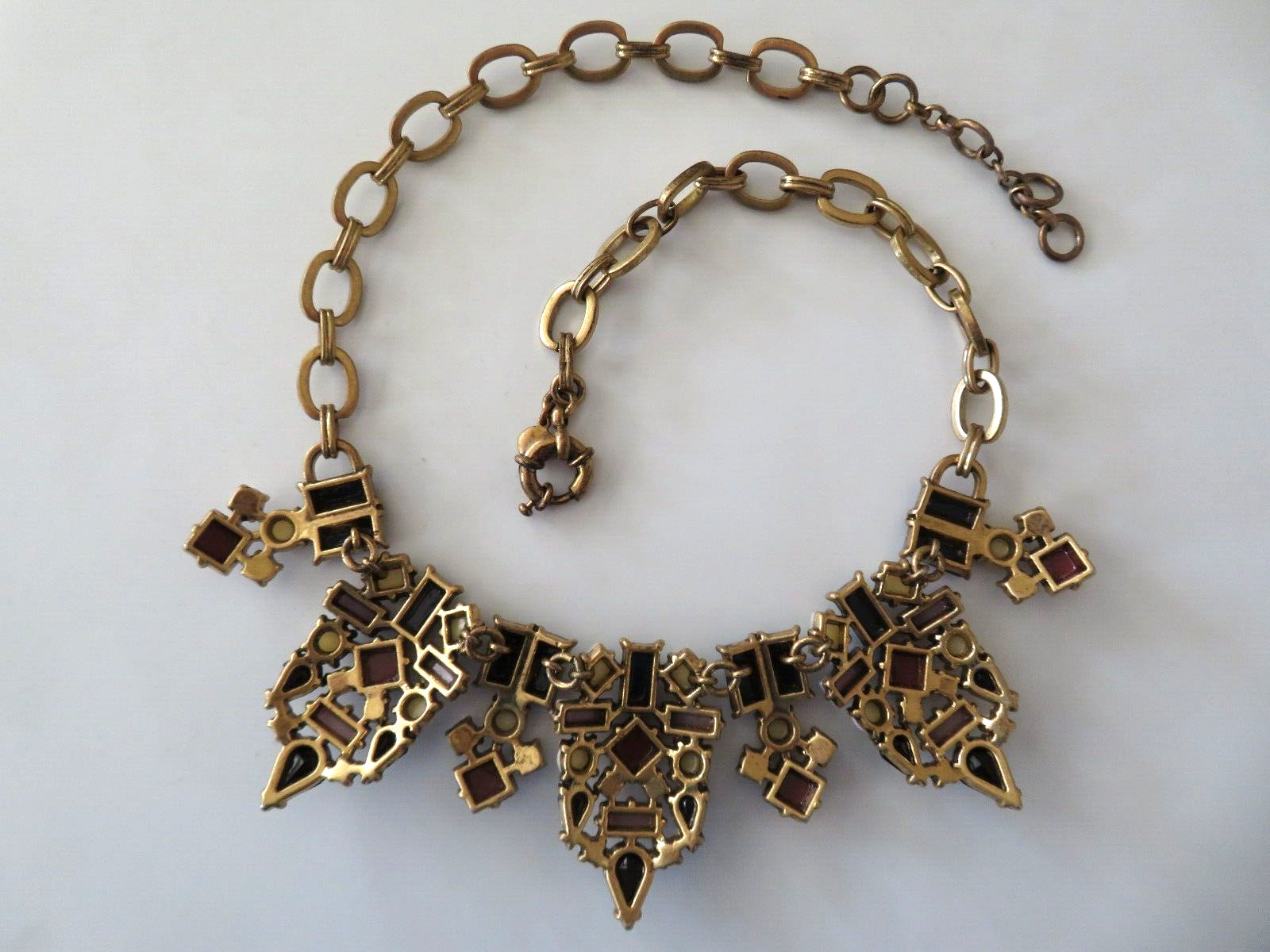 J. Crew ~ Statement Necklace Multicolor Gold- Ton… - image 8