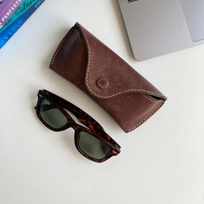 Brillenetui.Hartschalen-Etui.Leder Sonnenbrillen Hülle für Ray-Ban.Wunschgravur. - Bild 1 von 4