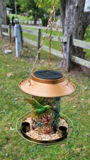 Solar Bird Feeder For Outdoors Hunging Solar Metal Waterproof Outside Wild Bird