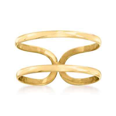 Double Two Band Open Space Ring Real Solid 14K Yellow Gold Sizes 5 6 7 8 9 10