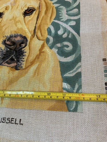 Barbara Russell Hand Painted Needlepoint Canvas Yellow Lab Dog 12x12 READ - Picture 10 of 11