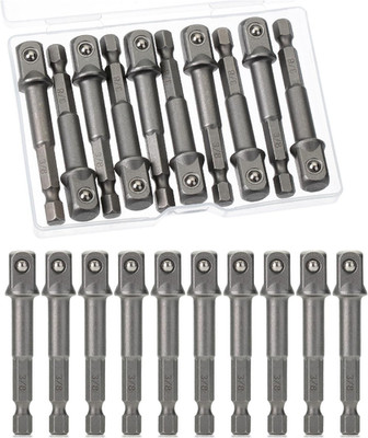 Bates- Impact Adapter Square Socket Set, 10 Pcs, 3/8'' Square Tip, Drill Socket A