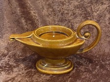 Vintage MCM Gold Ceramic Pottery Aladdin's Genie Lamp Large Holder 9" L