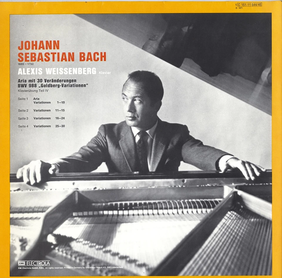 2LP Gatefold WEISSENBERG Piano BACH Goldberg Variations EMI C151-11644 1967 Rec. - Image 2 of 3