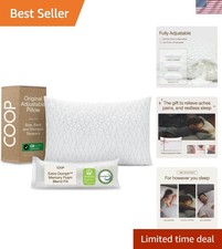 Brand New Adjustable Queen Size Memory Foam Pillow in White with Geometric P...