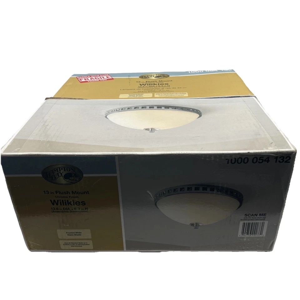 Hampton Bay Wilikies 2 luces cromo pulido techo empotrado luz Foto 2 de 4