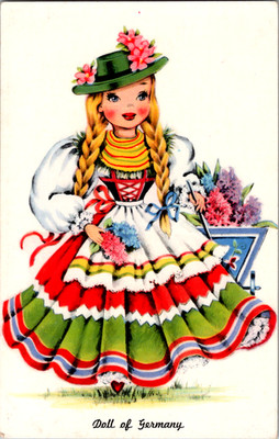 Postcard ~ Dolls of Many Lands ~  Doll of Germany ~ Tichnor Bros.