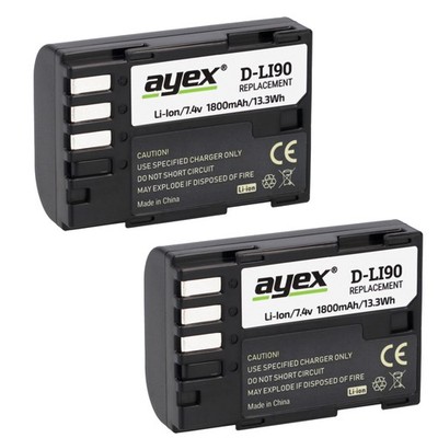 2 x ayex D-Li90 Li-Ion Akku für z.B. Pentax 645D 645Z K-7 K-5 K-3 K-1 K-01