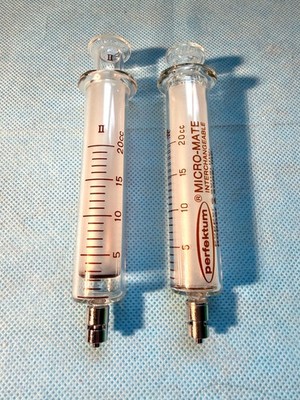 Popper Micro-Mate 20cc / 20ml Glass syringe with luer lock tip, set of 2