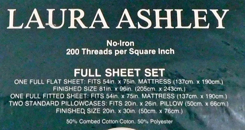 LAURA ASHLEY HOME FULL SHEET SET "BRIDAL LACE" 200 CALE - Image 2 of 4