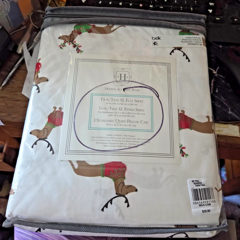 Dachsund with Antlers Twin XL Sheet Set by Modern Southern Home 100% Polyester - Image 2 of 2