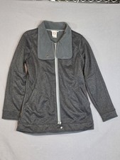 Women’s Medium Avalanche Heather Grey Jacket Unique Collar Neck Wrap And Snap