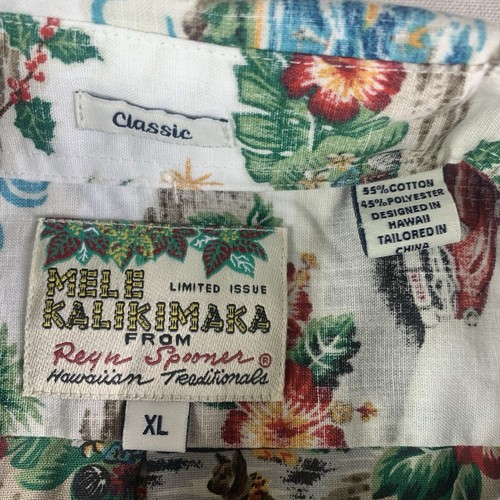 Reyn Spooner Mele Kalikimaka Hawaiian Shirt XL White woody Snowman surf Santa - Picture 3 of 9