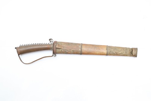 VTG WWII Filipino Philippines Palang Bolo Knife/Sword Wood Sheath Dagger 13"