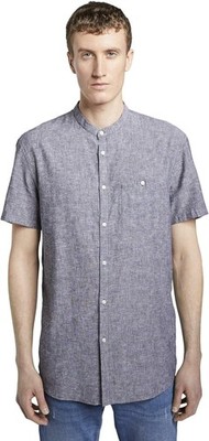 Tom Tailor Denim Men's Round Collar Short Sleeve Shirt, Black Gray, S