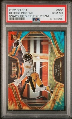 2022 PANINI SELECT SNAPSHOTS #SS6 GEORGE PICKENS-TIE-DYE PRIZM /25 PSA 10